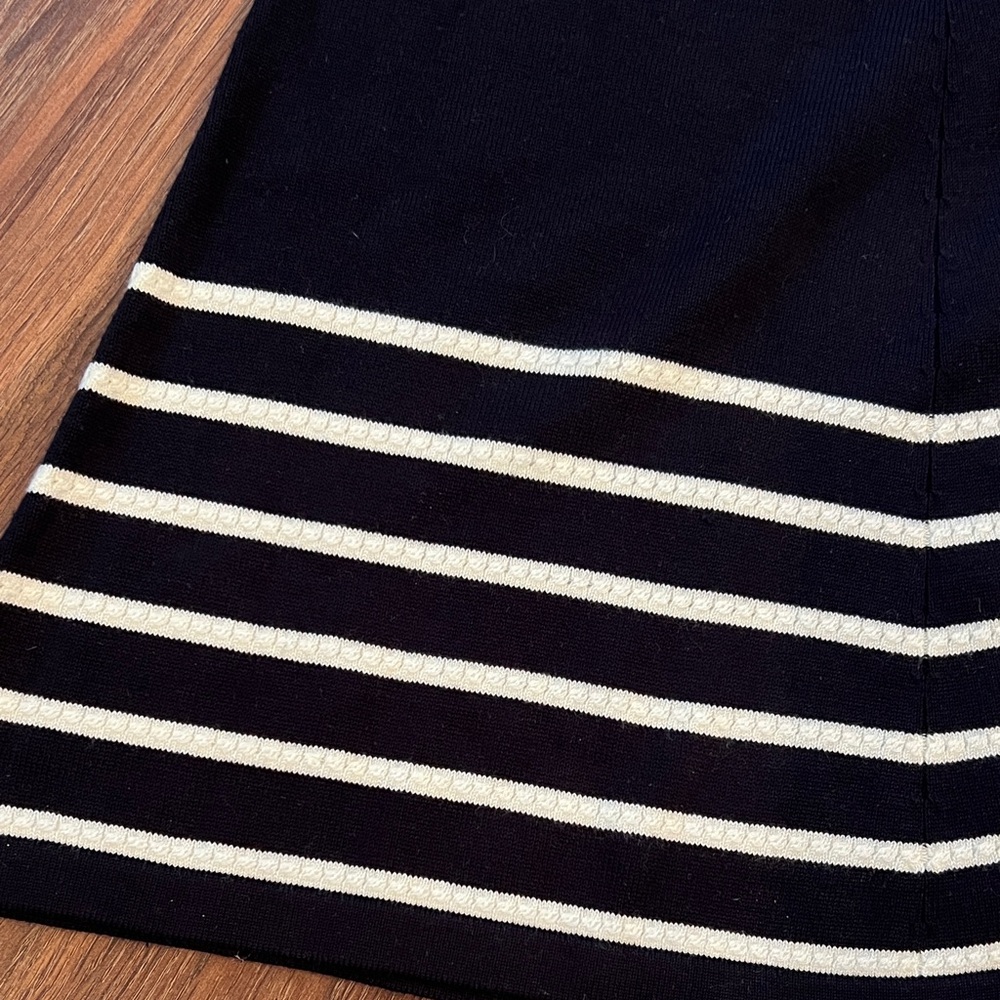 Eliza J -  Deep Nacy and White Striped Midi Dress - knit - Picture 5 of 7